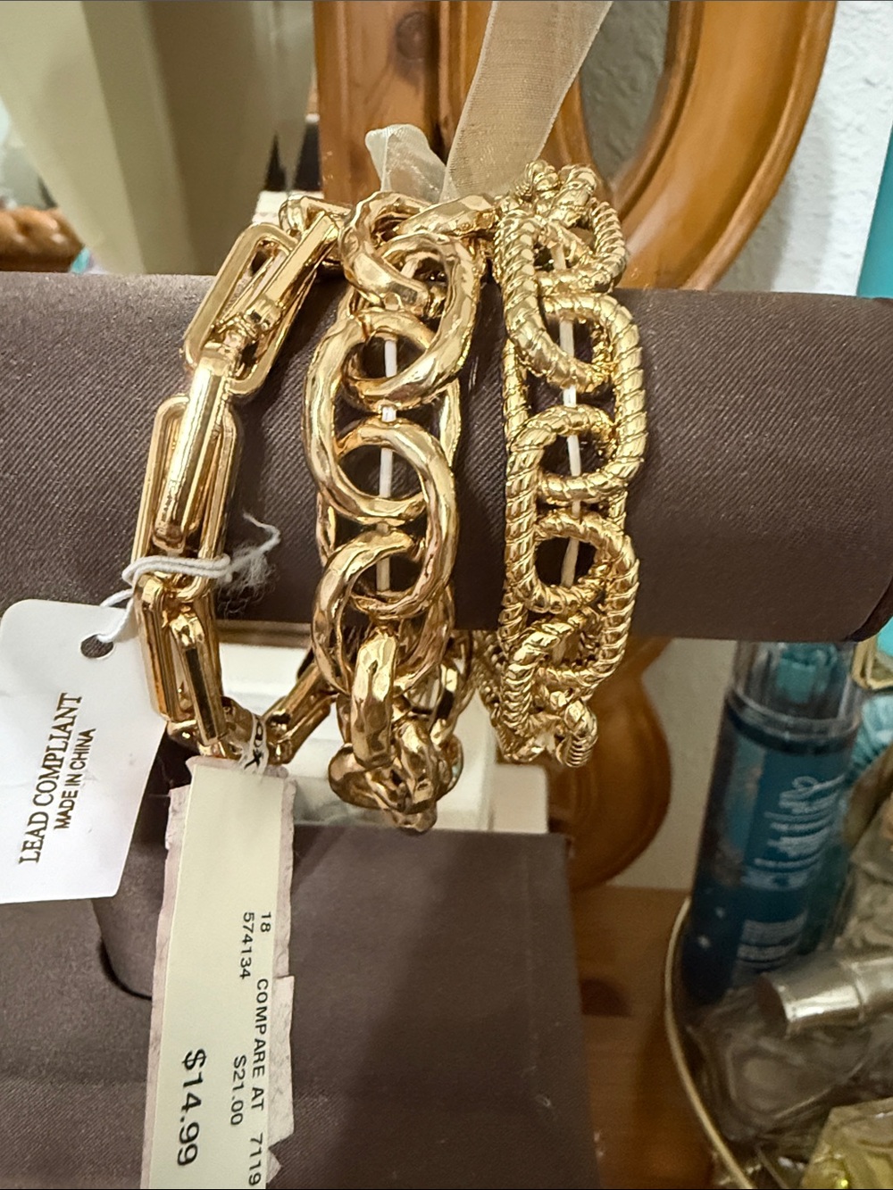 Natasha Couture Gold Chain Bracelet Set
